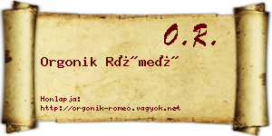 Orgonik Rómeó névjegykártya